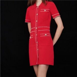 Maje Paris Red Knit Dress